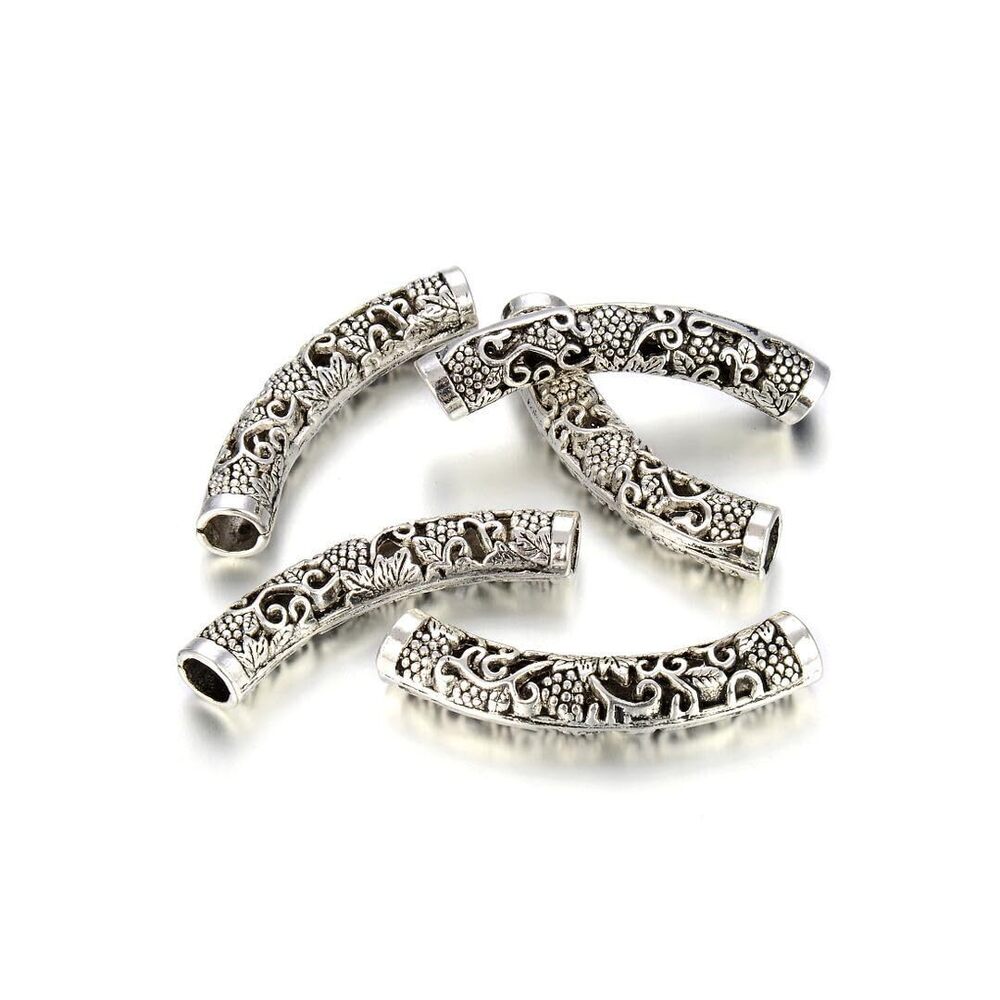 6520 30pcs Long Curved Noodle Large Hole Tube Beads 49mm 1.93 Inch
